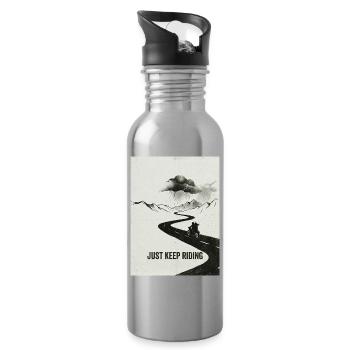 Just Keep Riding Motorcycle Adventure - Water bottle with straw - silver - Right
