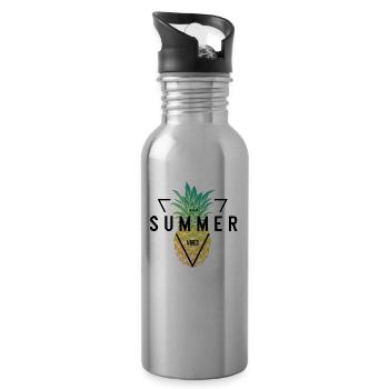 Ananas Summer Vibes Sentiments d'été - Gourde avec paille intégrée - argent clair - Droite