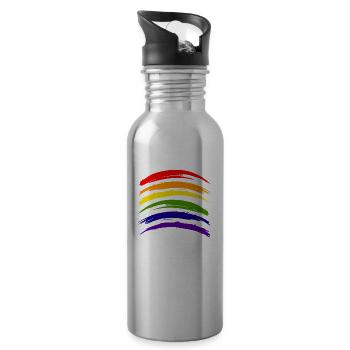 LGBT Painting CSD Gay Pride Queer Rainbow - Water bottle with straw - silver - Right