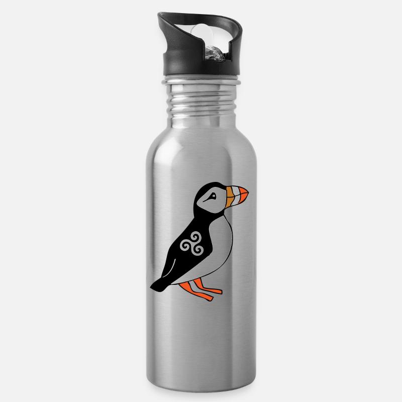 KELTISCHES PUFFIN - Trinkflasche mit integriertem Trinkhalm - Lightsilver