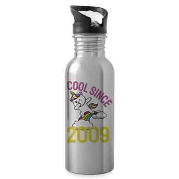 Cool since 2009 Dabbing cat 13th birthday - Water bottle with straw - silver - Right