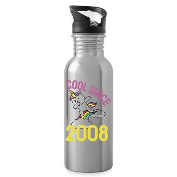 Cool depuis 2008 Dabbing chat 14ème anniversaire - Gourde avec paille intégrée - argent clair - Droite
