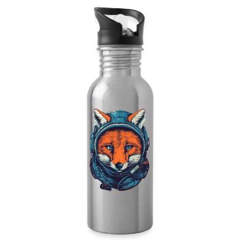 Fox Astronaut - Water bottle with straw - silver - Right
