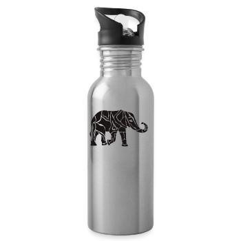Elephant tattoo - Water bottle with straw - silver - Right