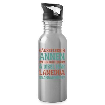 Weihnachtbaum & Lametta (Sächsisch-Edition) - Trinkflasche mit integriertem Trinkhalm - Lightsilver - Rechts