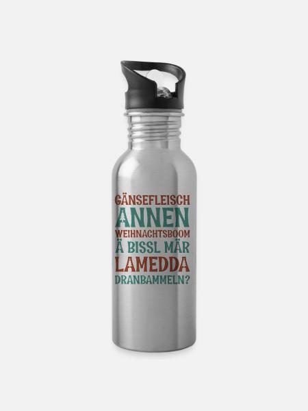 Weihnachtbaum & Lametta (Sächsisch-Edition) - Trinkflasche mit integriertem Trinkhalm - Lightsilver