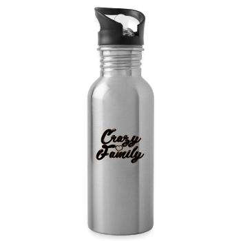 Crazy family - verrückte Familie - Trinkflasche mit integriertem Trinkhalm - Lightsilver - Rechts