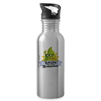 Nerdmanntanne Geek T-Shirt Design - Trinkflasche mit integriertem Trinkhalm - Lightsilver - Rechts