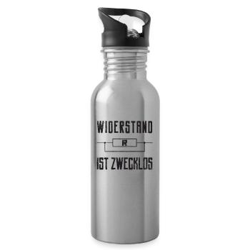 Widerstand ist zwecklos Grunge Style - Trinkflasche mit integriertem Trinkhalm - Lightsilver - Rechts