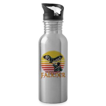 Falkner Falknerei Beizjagd Greifvogel Greif - Trinkflasche mit integriertem Trinkhalm - Lightsilver - Rechts
