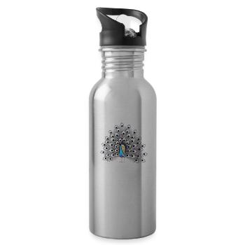 peacock - Water bottle with straw - silver - Right