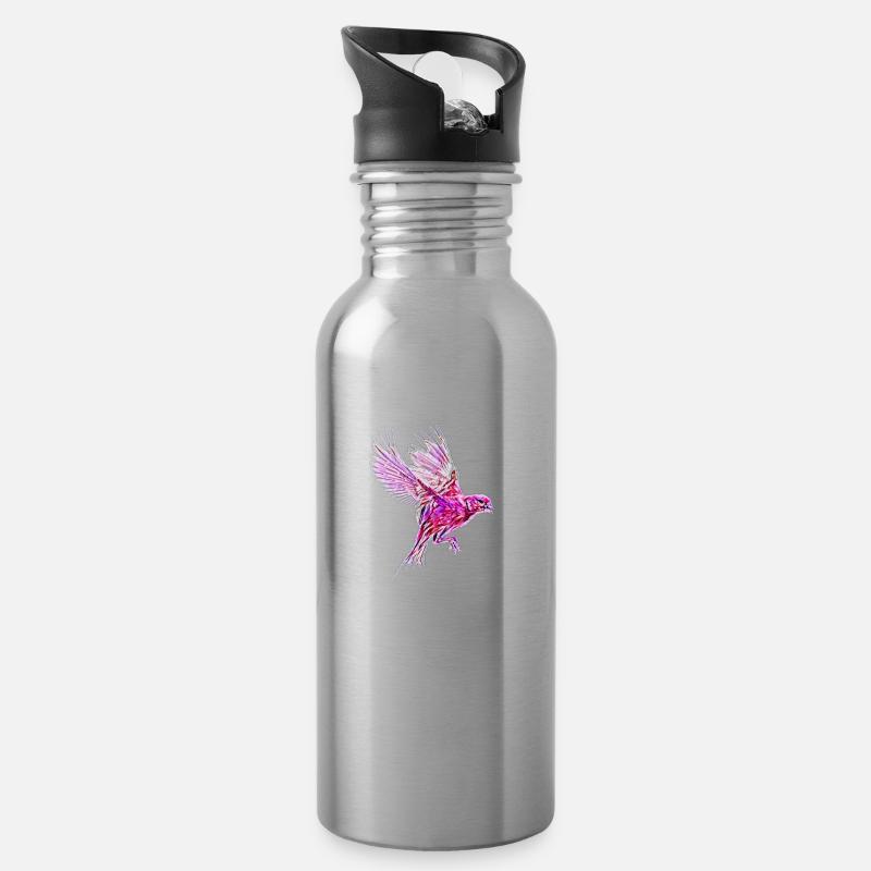 Vogel - Trinkflasche mit integriertem Trinkhalm - Lightsilver