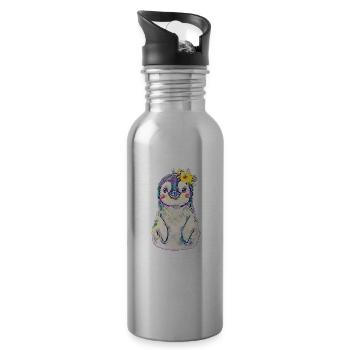 Penguin - Water bottle with straw - silver - Right