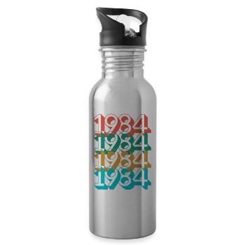 Geburtstag 1984 Retro 1984 geboren Jahr 1984 - Trinkflasche mit integriertem Trinkhalm - Lightsilver - Rechts
