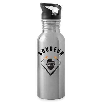 Collection Soudeur - Profession - Gourde avec paille intégrée - argent clair - Droite