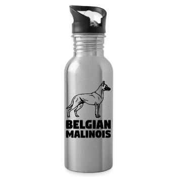 Malinois debout - Gourde avec paille intégrée - argent clair - Droite