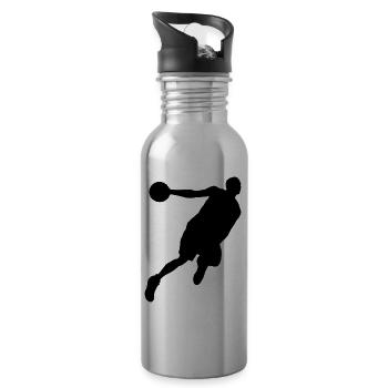 Silhouette de joueur de basketball, design sportif dynamique - Gourde avec paille intégrée - argent clair - Droite