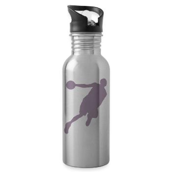 Silhouette de basketteur, design sportif dynamique - Gourde avec paille intégrée - argent clair - Droite