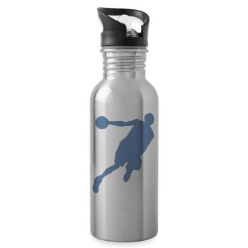 Silhouette de basketteur, design sportif dynamique - Gourde avec paille intégrée - argent clair - Droite