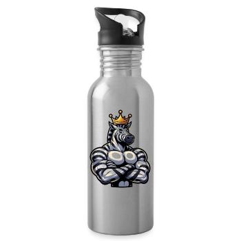Entraînement de remise en forme Zebra King musclé - Gourde avec paille intégrée - argent clair - Droite