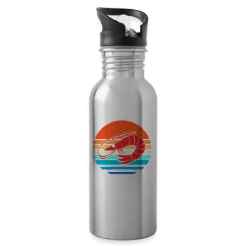 Krabbe Languste Meeresfrüchte Shrimp - Trinkflasche mit integriertem Trinkhalm - Lightsilver - Rechts