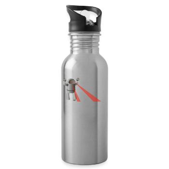 Roboter - Trinkflasche mit integriertem Trinkhalm - Lightsilver - Rechts