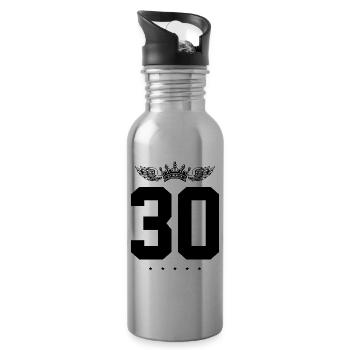30 Zahl Krone - Trinkflasche mit integriertem Trinkhalm - Lightsilver - Rechts