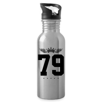 79 Zahl Krone - Trinkflasche mit integriertem Trinkhalm - Lightsilver - Rechts