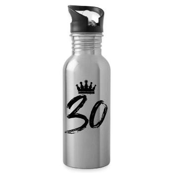 30 Number crown - Water bottle with straw - silver - Right