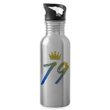 79 Number crown - Water bottle with straw - silver - Right