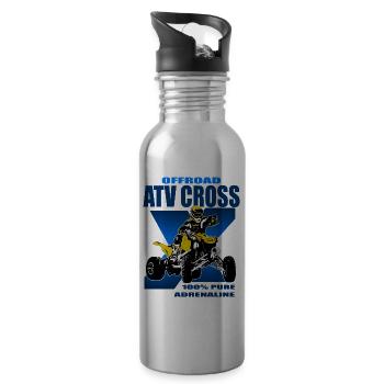Quad Racing - ATV Racer - Water bottle with straw - silver - Right