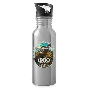 Legendary since 1980 - Water bottle with straw - silver - Right