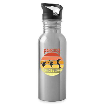 Parkour Run Free - Water bottle with straw - silver - Right