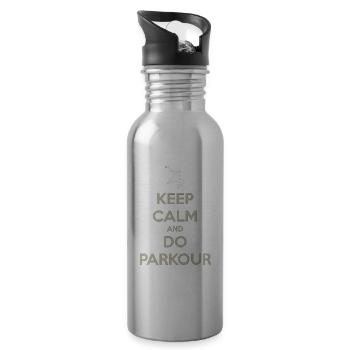 Parkour Ruhe bewahren und Parkour machen - Trinkflasche mit integriertem Trinkhalm - Lightsilver - Rechts