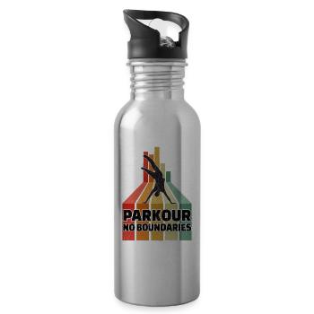 Parkour ohne Grenzen - Trinkflasche mit integriertem Trinkhalm - Lightsilver - Rechts