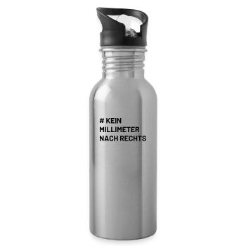 Mindset kein Millimeter nach rechts Antifa - Trinkflasche mit integriertem Trinkhalm - Lightsilver - Rechts