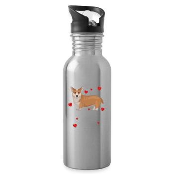 Corgi Dog Ein Haus ist kein Zuhause ohne Corgi - Trinkflasche mit integriertem Trinkhalm - Lightsilver - Rechts