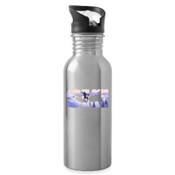 Skieur cadeau moderne de sport de plein air - Gourde avec paille intégrée - argent clair - Droite
