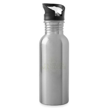 Familienmanager Familie Manager Verwalter Spruch - Trinkflasche mit integriertem Trinkhalm - Lightsilver - Rechts