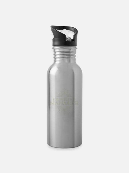 Familienmanager Familie Manager Verwalter Spruch - Trinkflasche mit integriertem Trinkhalm - Lightsilver