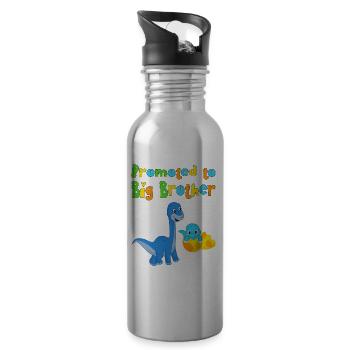 promoted to big brother - Water bottle with straw - silver - Right