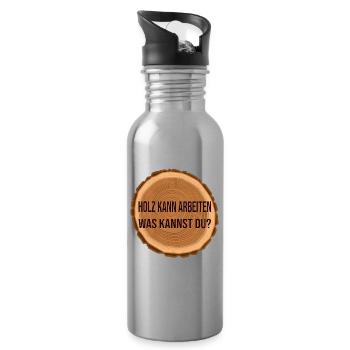 Holz arbeitet was kannst du? - Trinkflasche mit integriertem Trinkhalm - Lightsilver - Rechts