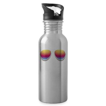 Englisch Lehrer Schule Ruhestand Geschenk - Trinkflasche mit integriertem Trinkhalm - Lightsilver - Rechts