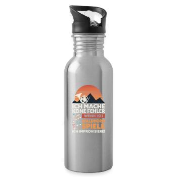 Ich mache keine Fehler, wenn ich Waldhorn spiele - Trinkflasche mit integriertem Trinkhalm - Lightsilver - Rechts
