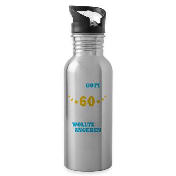 60 Jahre lustiger Spruch 60. Geburtstag Geschenk - Trinkflasche mit integriertem Trinkhalm - Lightsilver - Rechts