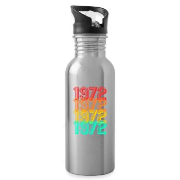 1972 born retro year of birth 1972 gift - Water bottle with straw - silver - Right