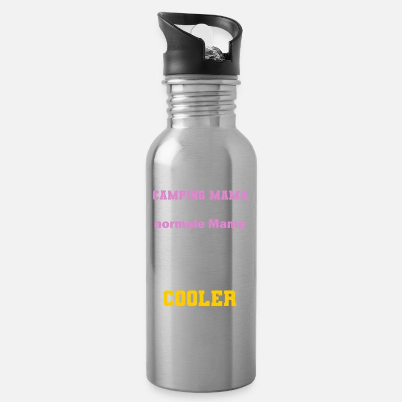 Camping Mama Wohnmobil Camper Campen Geschenk - Trinkflasche mit integriertem Trinkhalm - Lightsilver