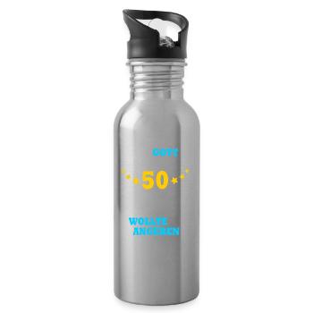 50 Jahre lustiger Spruch 50. Geburtstag Geschenk - Trinkflasche mit integriertem Trinkhalm - Lightsilver - Rechts