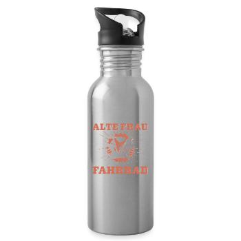Unterschätze niemals eine alte Frau, Fahrrad - Trinkflasche mit integriertem Trinkhalm - Lightsilver - Rechts