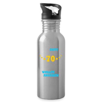 70 Jahre Frauen Männer 70. Geburtstag Geschenk - Trinkflasche mit integriertem Trinkhalm - Lightsilver - Rechts
